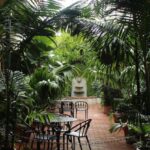 Garden Lighting - Patio Table and Chair Set on a Garden