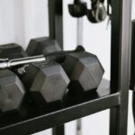 Storage Solutions - A rack of dumbbells in a gym