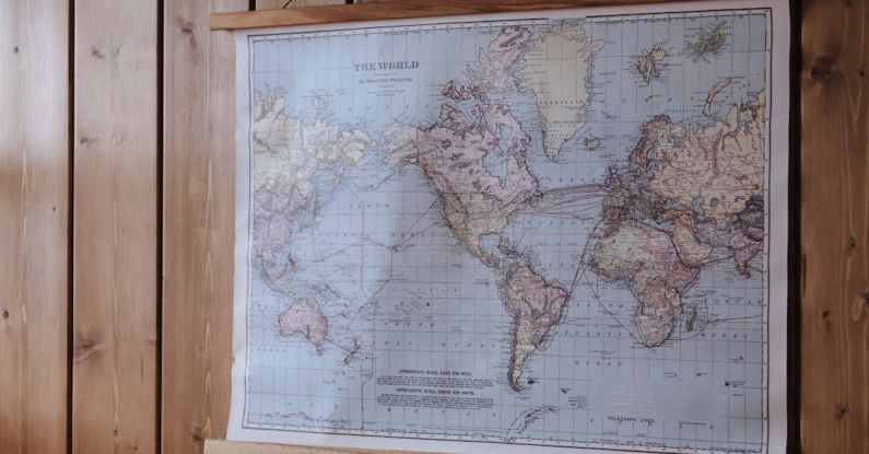 Wall Paneling - Map Hanging on Wooden Bedroom Wall